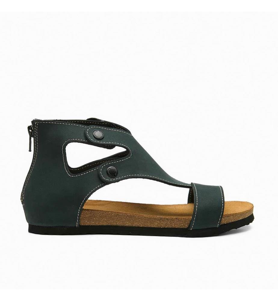 Flache Lederschuhe mit Korkfussbett - Navy-Nubuk