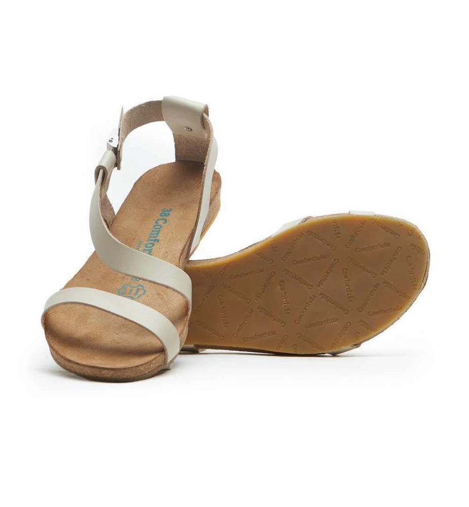 Ledersandalen mit Korkfussbett - Beige