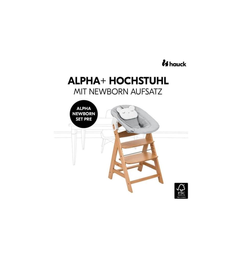 HAUCK - Chaise haute en escalier Alpha Newborn Set Pre Nature Grey