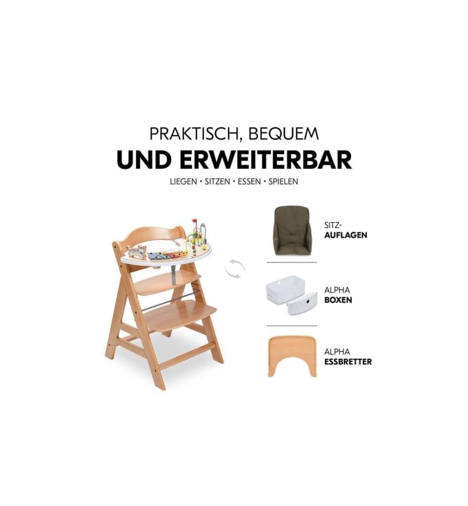 HAUCK - Chaise haute en escalier Alpha Newborn Set Pre Nature Grey