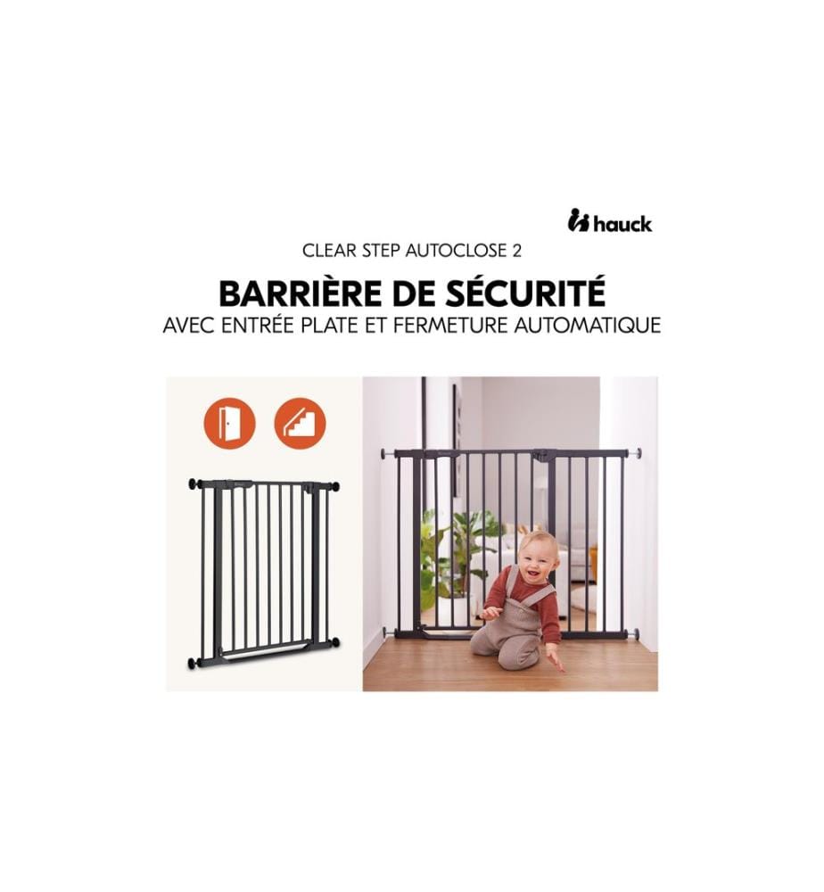 Hauck Barrière de porte Clear Step Autoclose 2 Noir 75 cm - 80 cm