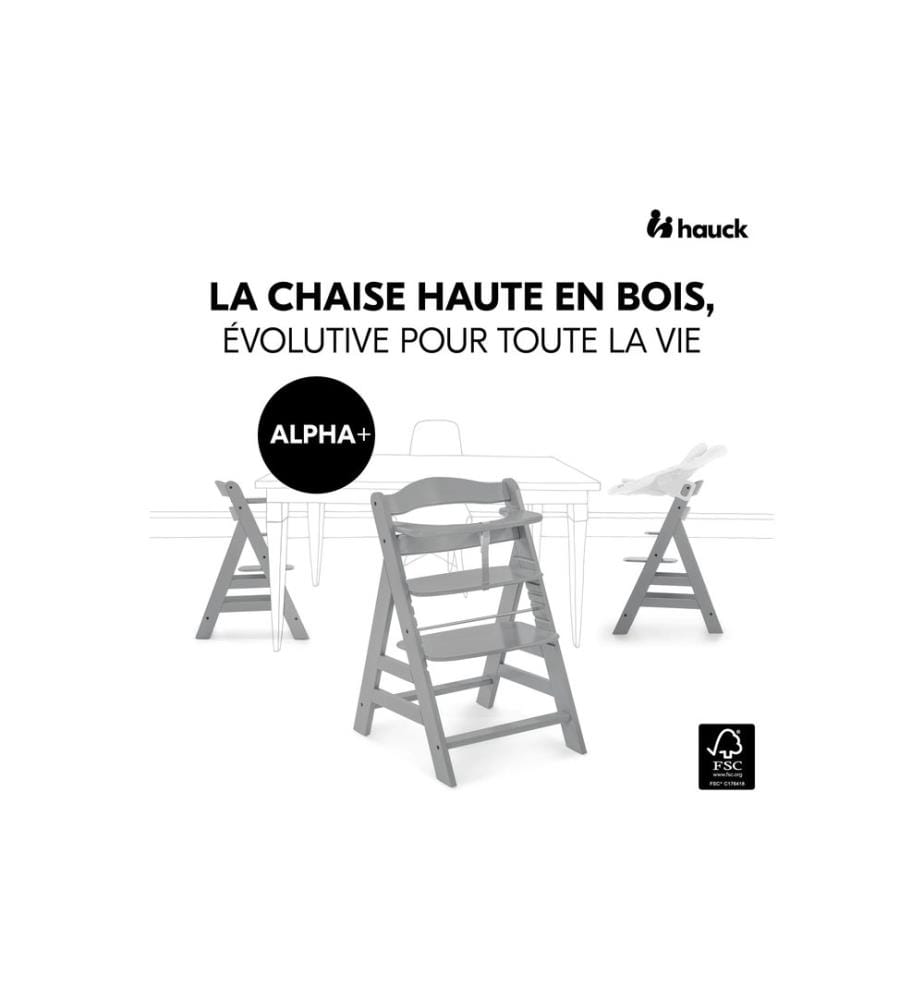 Chaise haute Hauck Alpha+ grise