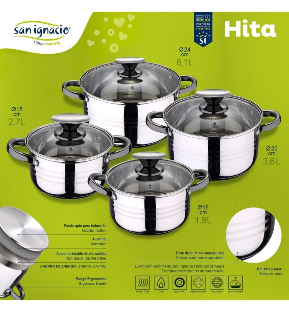 Cassel stainless steel cookware set - 12 pieces