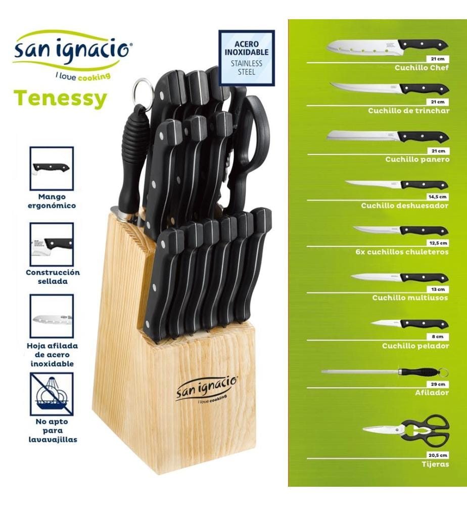 Set of 15 Knives - Black Brown