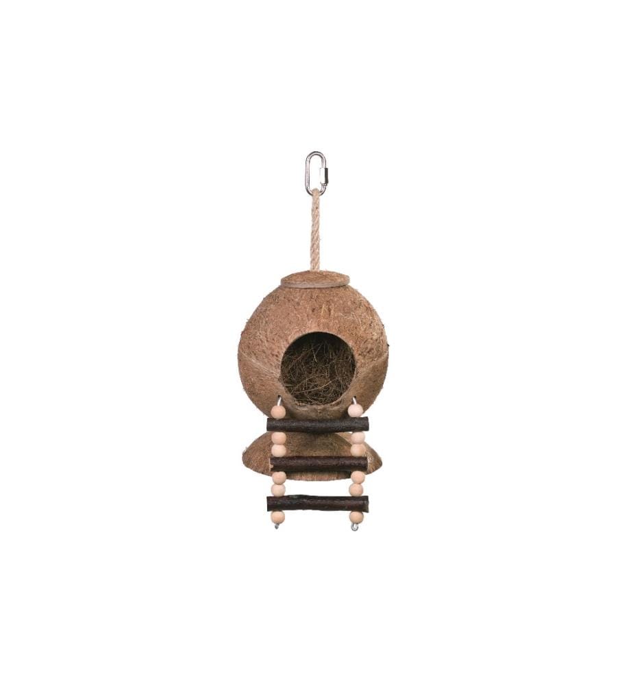 NOBBY - Maisonnette Maison en noix de coco avec échelle, 31 x 11.5 cm