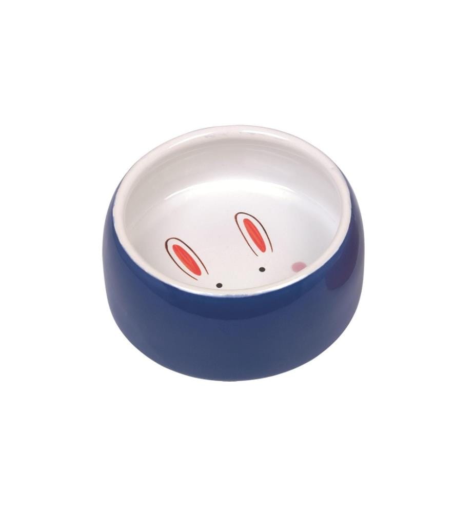 NOBBY - Keramiknapf Happy Rabbit, Blau, Ø 12 cm x 4.5 cm, 250 ml