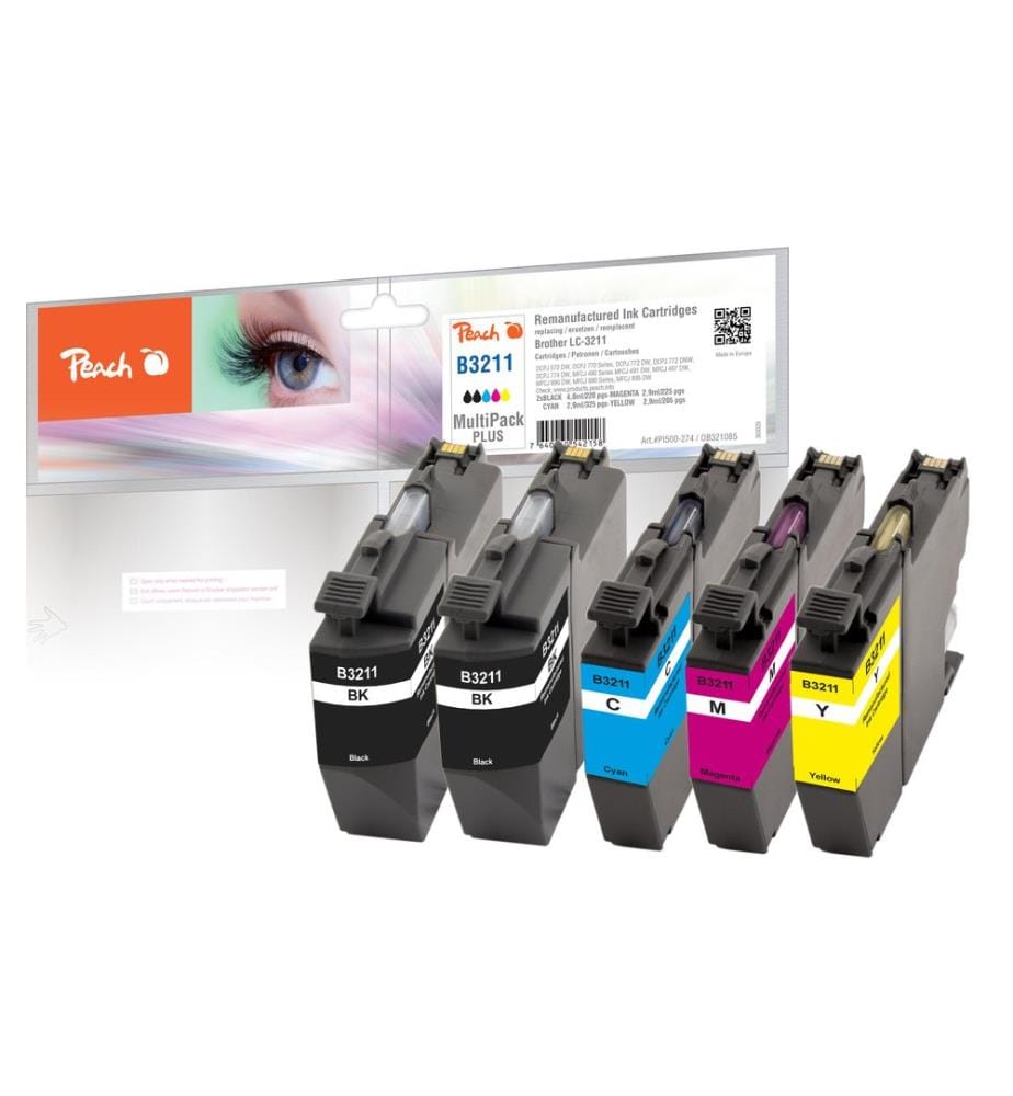 PEACH - Tinte Brother LC-3211, Multi-Pack-Plus C, M, Y, BK