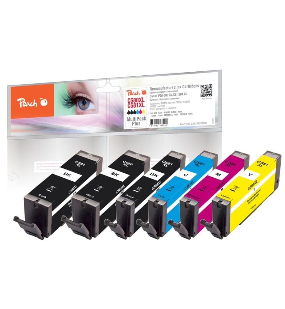 PEACH - Tintenset Canon PGI-580XL / CLI-581XL 2x BK, 1x PBK, C, M, Y