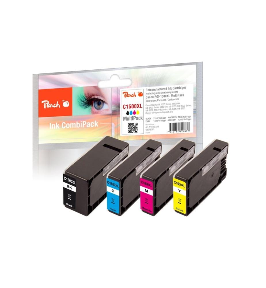 PEACH - Tinte Canon PGI-1500XL, Multi-Pack BL/C/M/Y