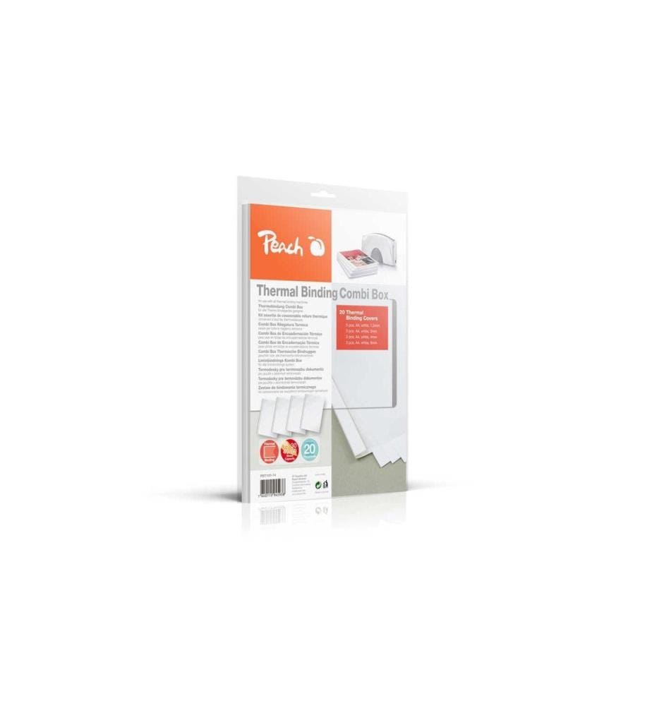 PEACH - Couverture de brochure Boîte combinée A4, pour 15-60 feuilles, 20 pièces, blanc