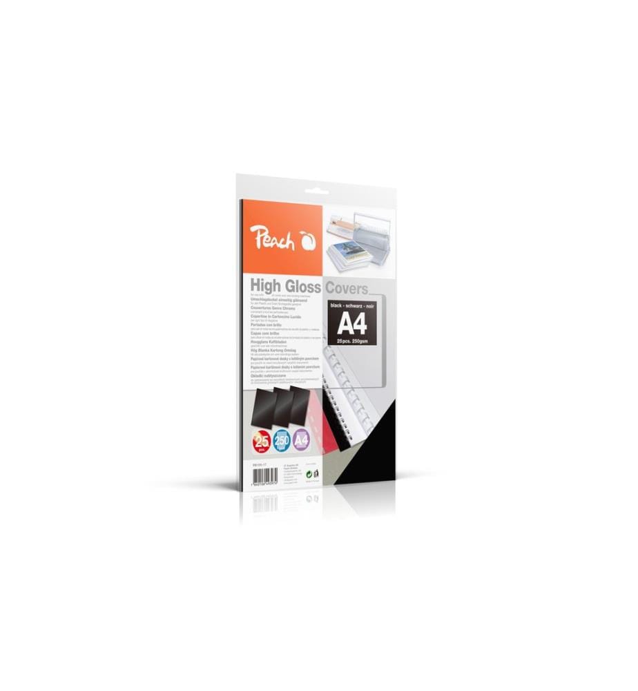 PEACH - Couverture de brochure High Gloss A4, 250 g/m², 25 pièces, noir