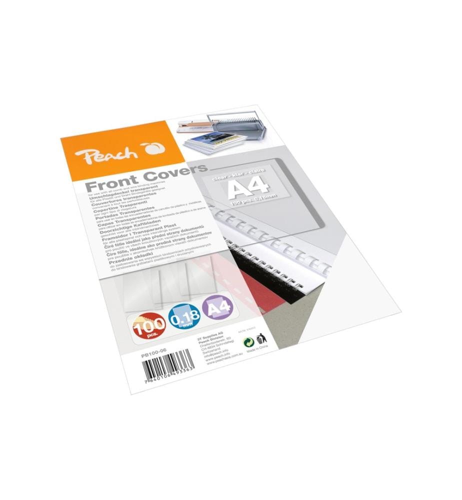 PEACH - Couverture de brochure A4, 0.18 mm, 100 pièces, Lisse, Transparent