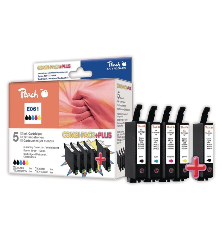 PEACH - Kits d'encre Epson T0611 C/M/Y/BK