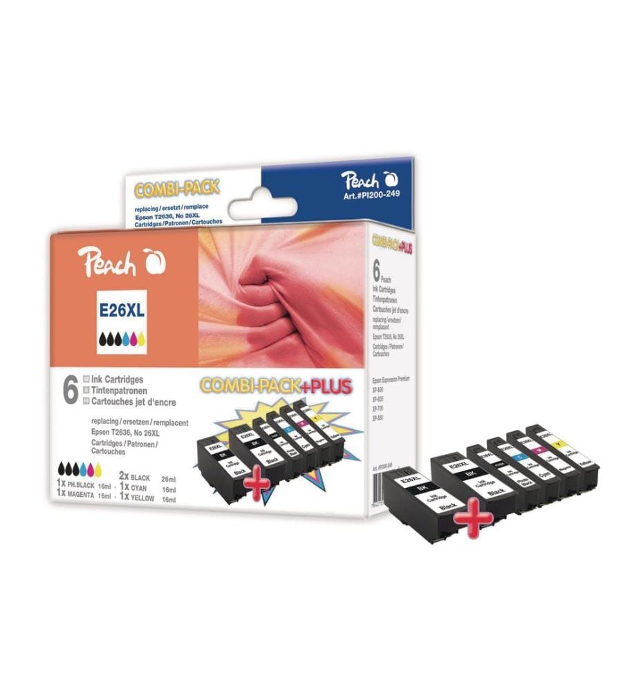 PEACH - Tintenset Epson No. 26XL / T2636 BK, C, M, Y