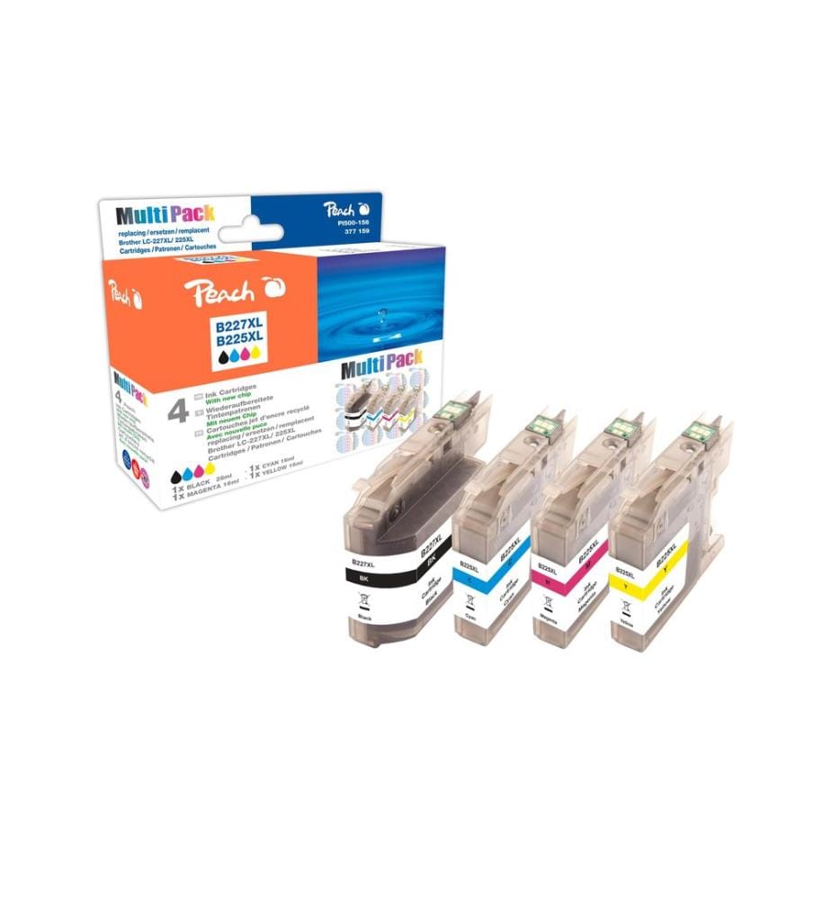 PEACH - Kits d'encre Brother LC-227XL / LC-225XL BK, C, M, Y