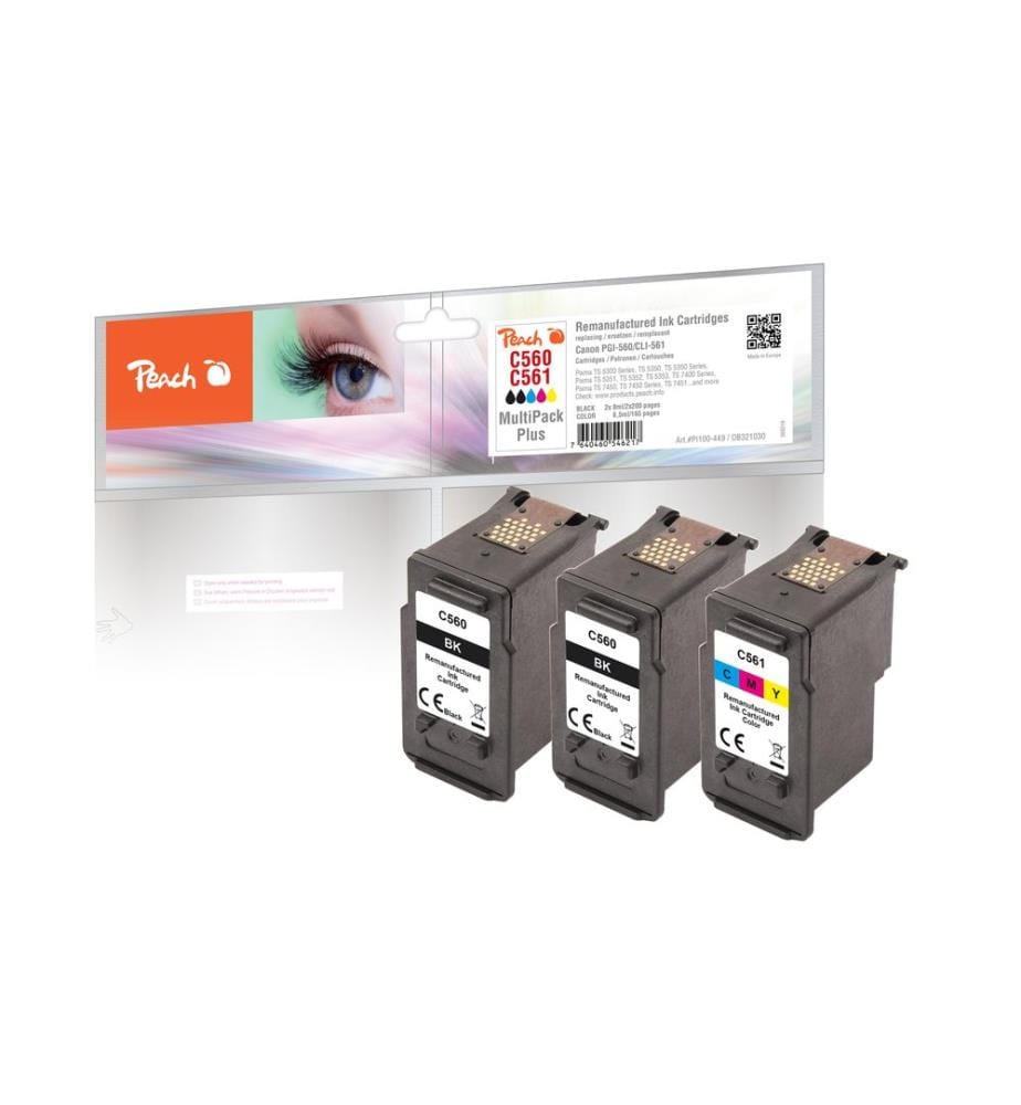 PEACH - Encre Canon PG-560/CL-561 Multi-Pack-Plus C, M, Y, BK