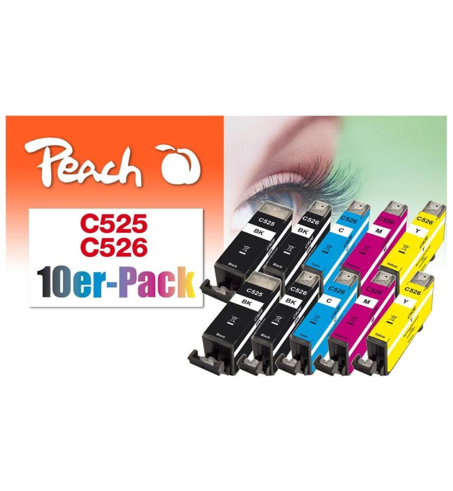 PEACH - Tinte Canon PGI-525/CLI-526 Multi-10-Pack C, M, Y, BK