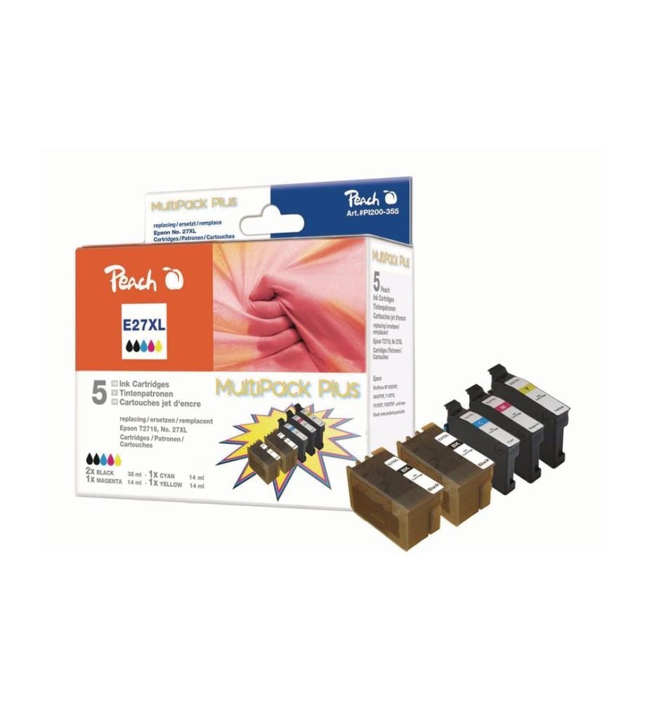 PEACH - Kits d'encre Epson T27 C, M, Y, 2x BK