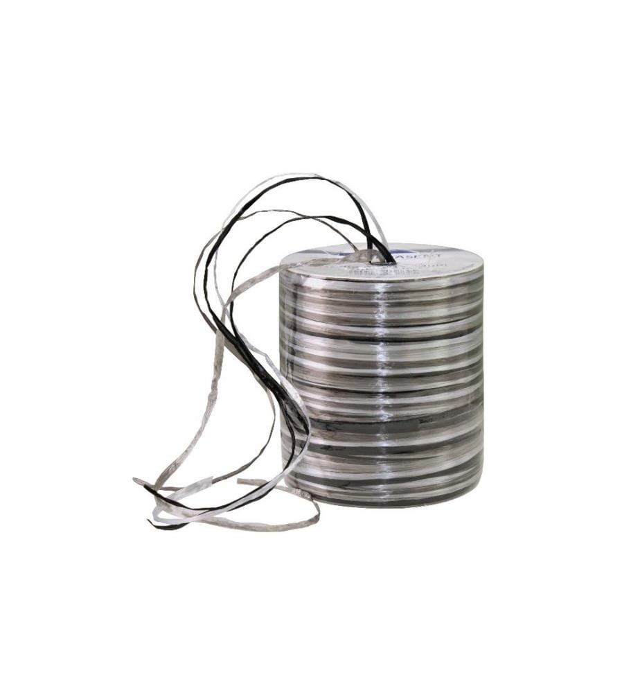 PATTBERG - Geschenkband Raffia Pearl 50 m, Grau/Weiss/Schwarz