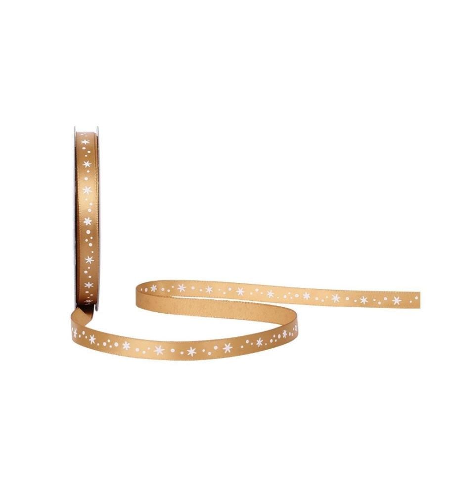 SPYK - Ruban cadeau Étoiles de neige 0.9 cm x 25 m, or