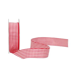 SPYK - Ruban cadeau Vichy 25 mm x 20 m, Rouge/Blanc