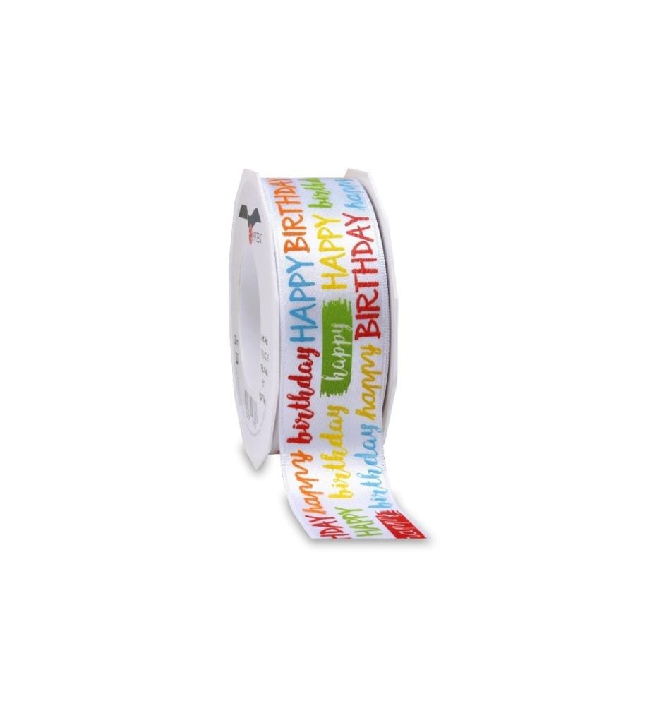 PATTBERG - Geschenkband Happy Birthday 4 cm x 20 m, Mehrfarbig