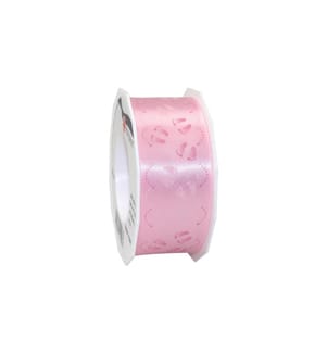 PATTBERG - Ruban cadeau Pieds de bébé 4 cm x 20 m, rose