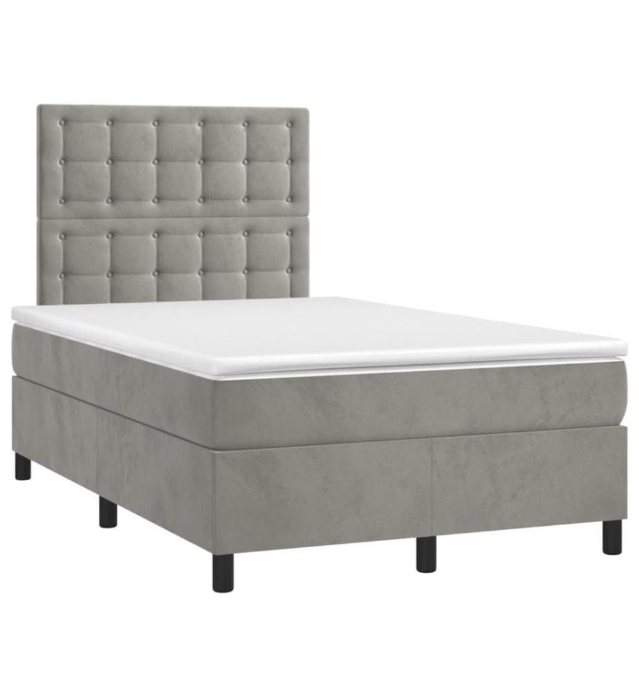 Boxspringbett mit Matratze & LED Hellgrau 120x200 cm Samt