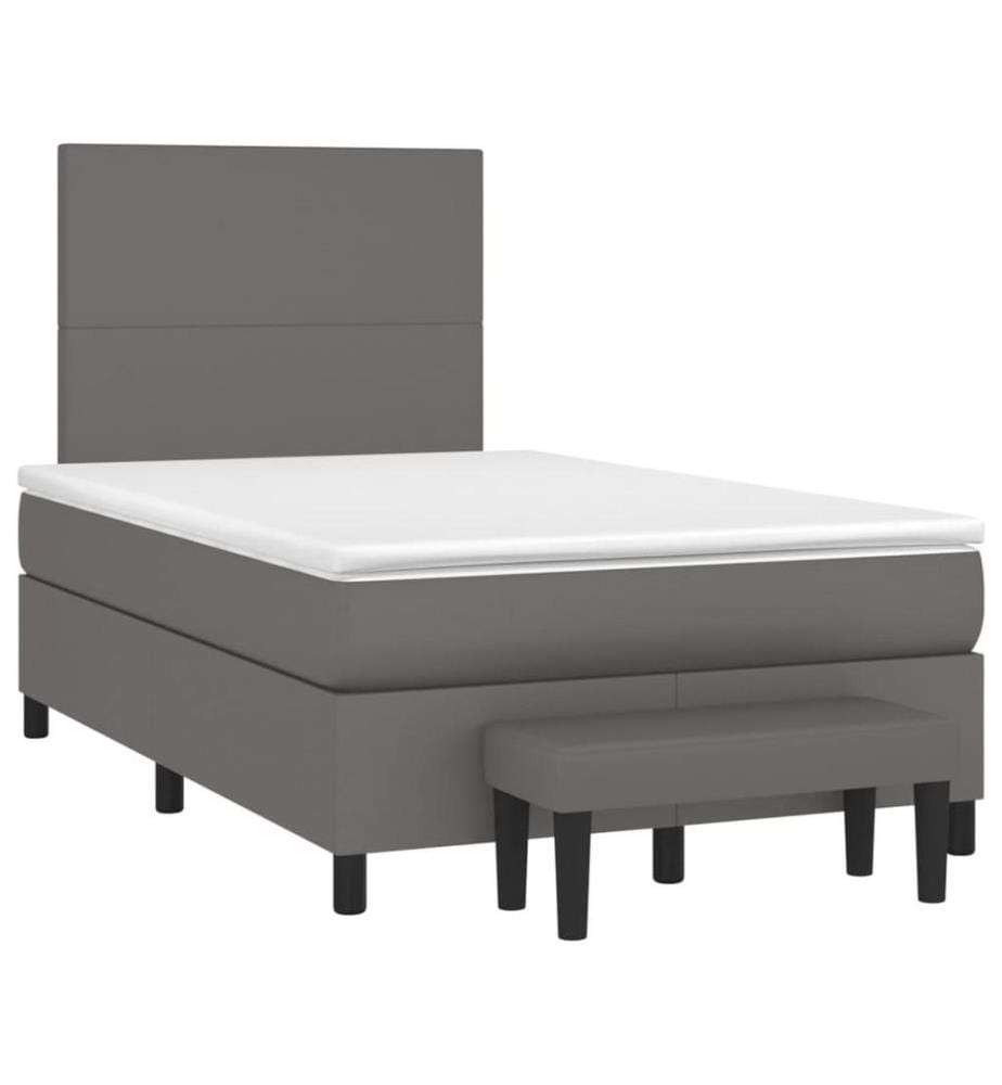 Boxspringbett mit Matratze Grau 120x200 cm Kunstleder