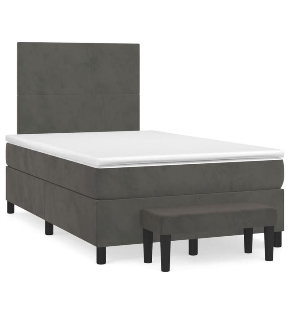 Boxspringbett mit Matratze Dunkelgrau 120x200 cm Samt