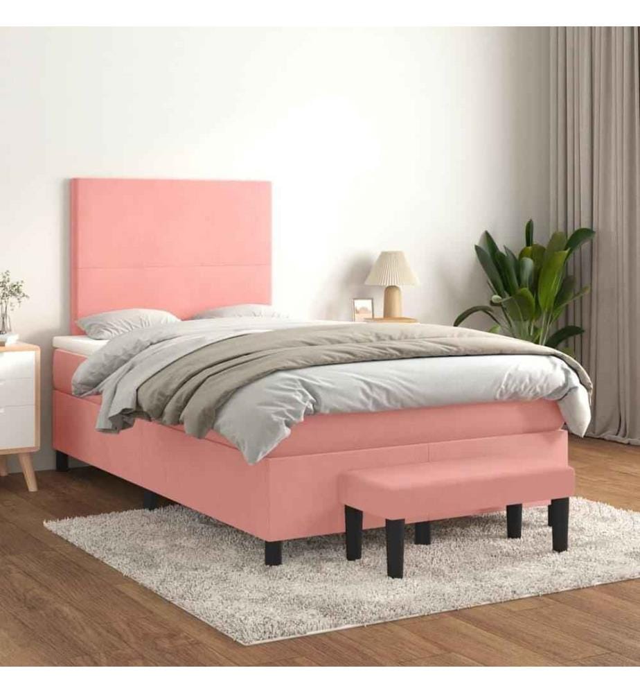 Boxspringbett mit Matratze Rosa 120x200 cm Samt