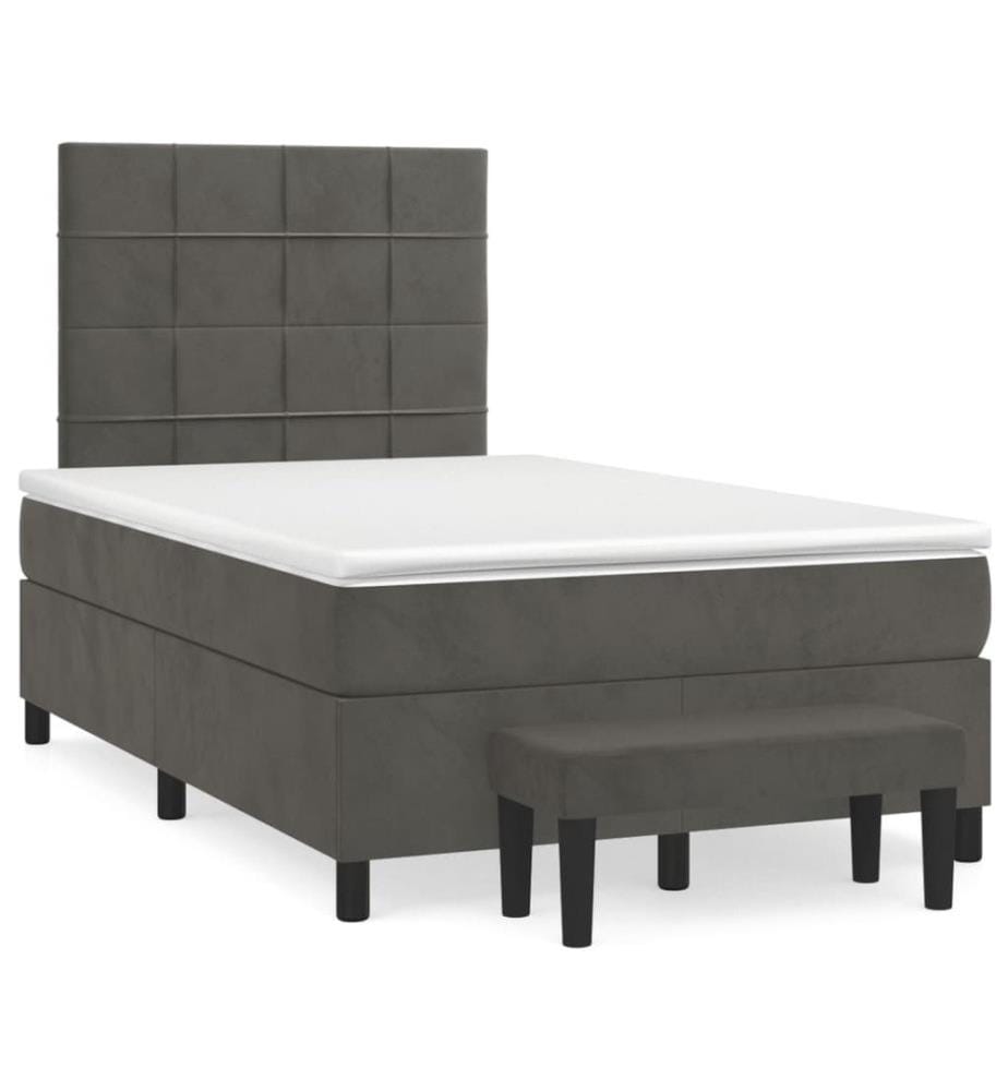 Boxspringbett mit Matratze Dunkelgrau 120x200 cm Samt