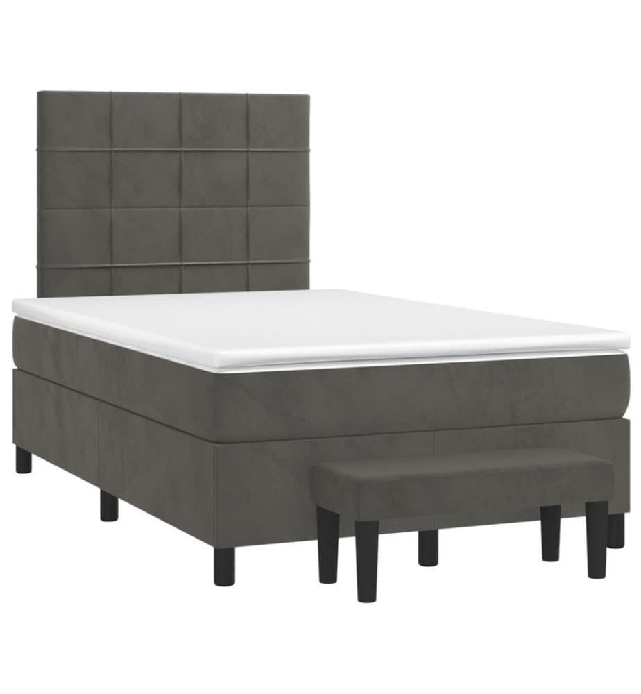 Boxspringbett mit Matratze Dunkelgrau 120x200 cm Samt