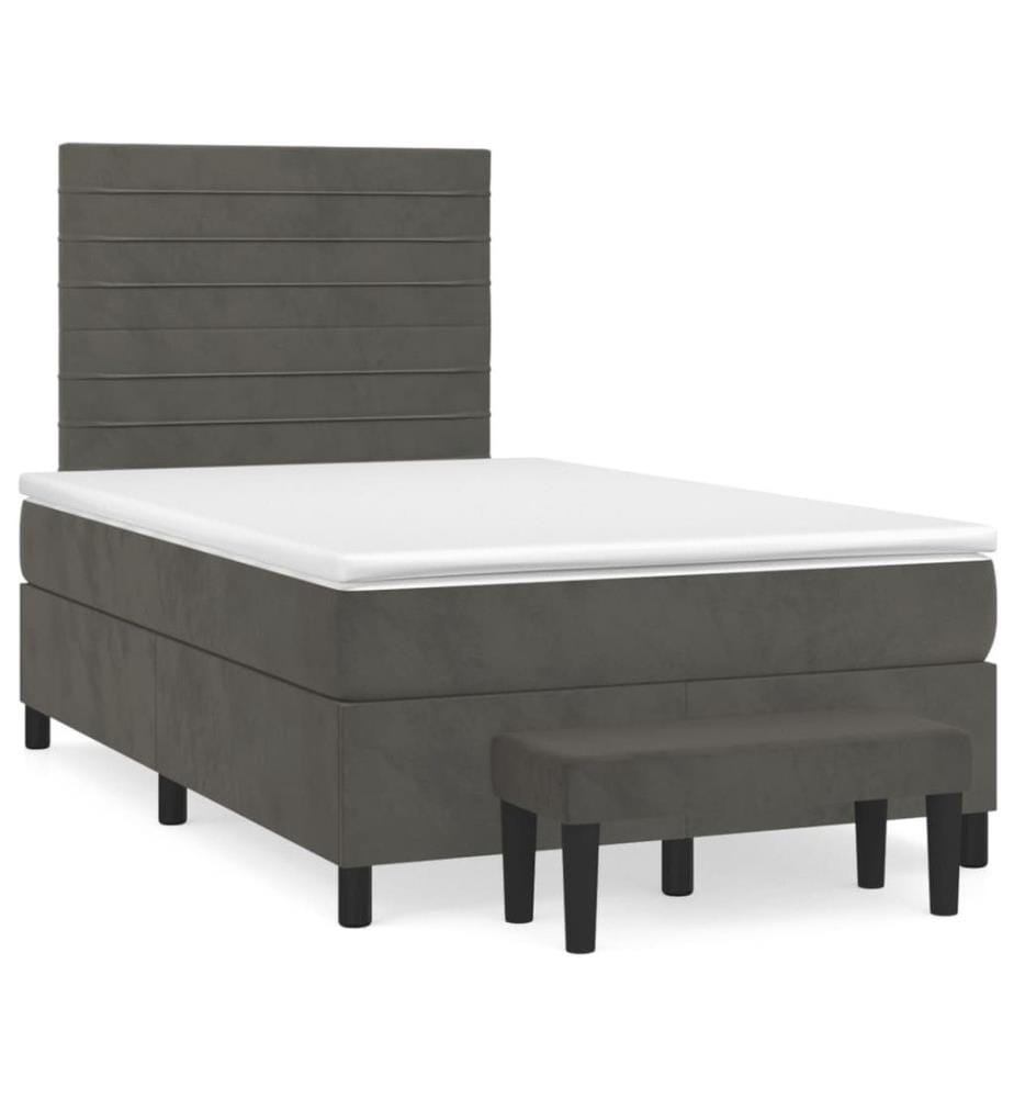 Boxspringbett mit Matratze Dunkelgrau 120x200 cm Samt