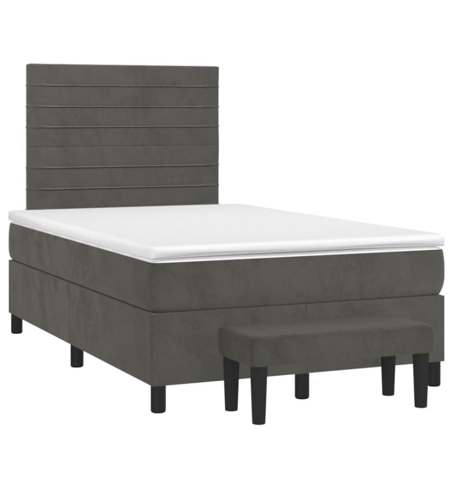 Boxspringbett mit Matratze Dunkelgrau 120x200 cm Samt