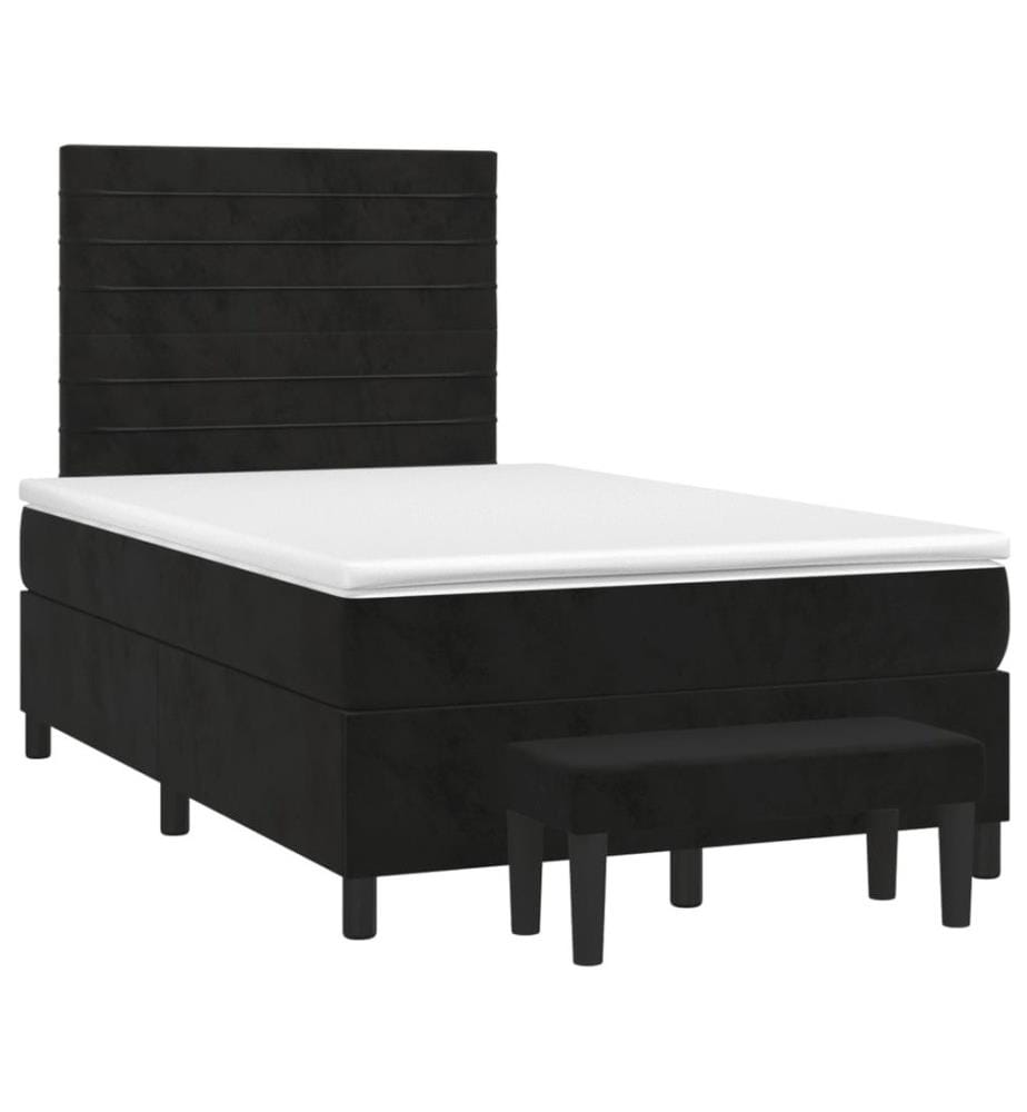 Boxspringbett mit Matratze Schwarz 120x200 cm Samt