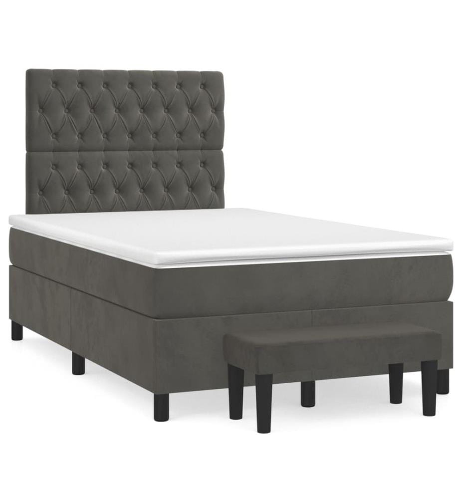 Boxspringbett mit Matratze Dunkelgrau 120x200 cm Samt