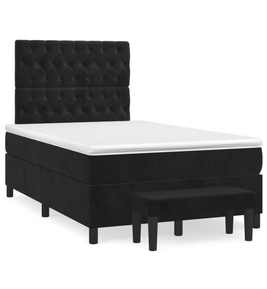 Boxspringbett mit Matratze Schwarz 120x200 cm Samt