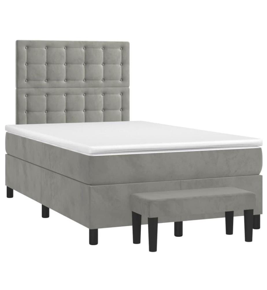 Boxspringbett mit Matratze Hellgrau 120x200 cm Samt