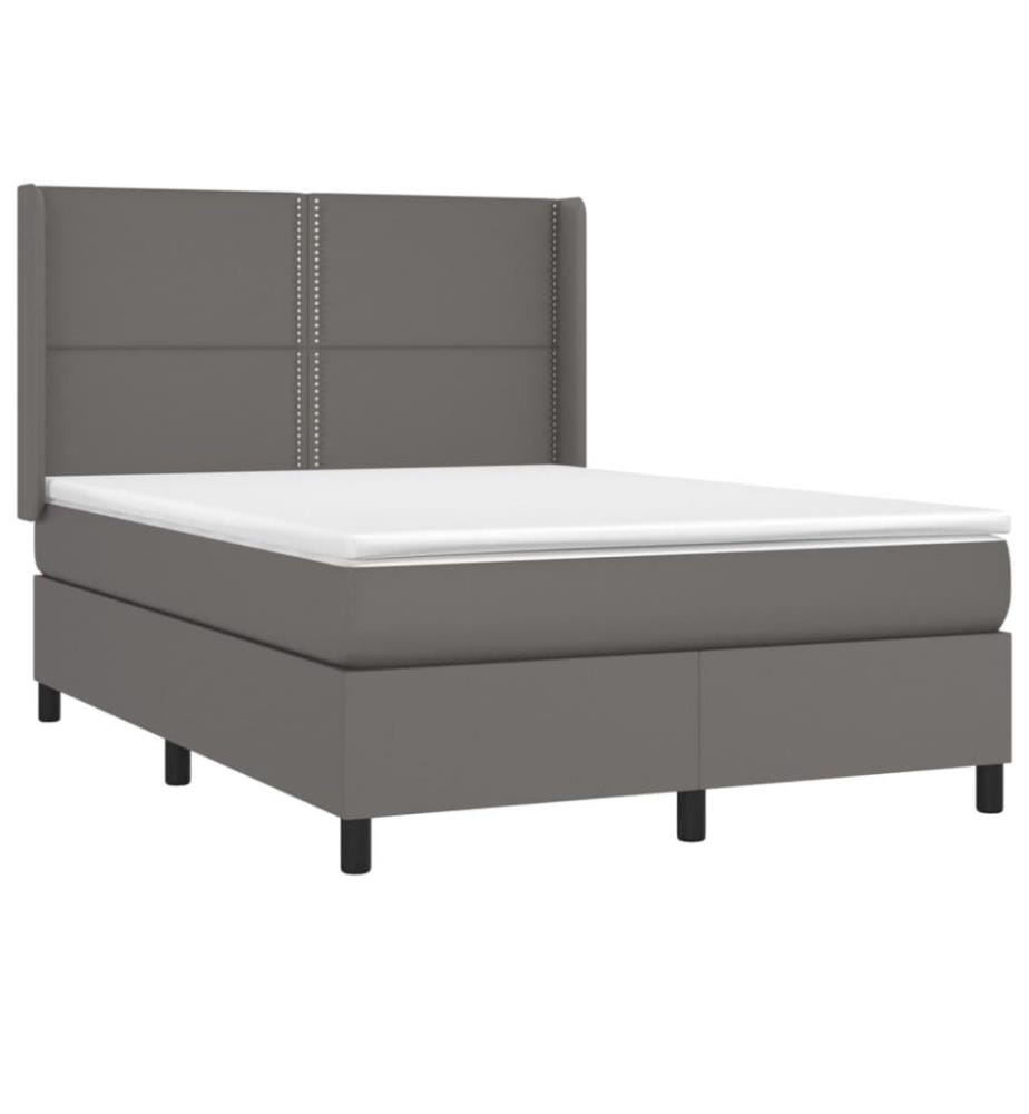 Boxspringbett mit Matratze & LED Grau 140x200 cm Kunstleder