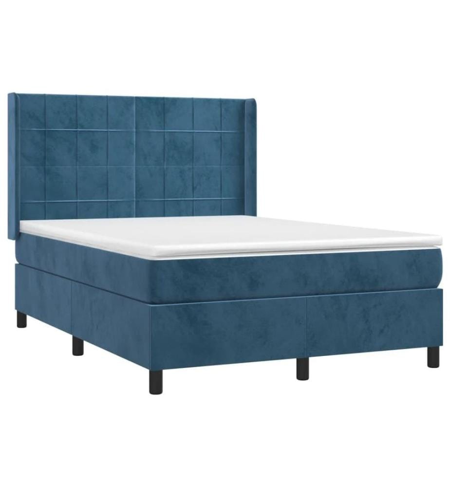Boxspringbett mit Matratze & LED Dunkelblau 140x200 cm Samt