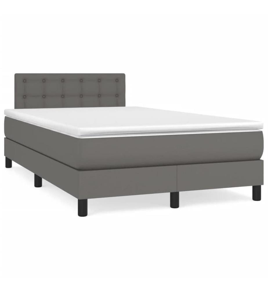 Lit à sommier tapissier avec matelas Gris 120x200 cm Similicuir