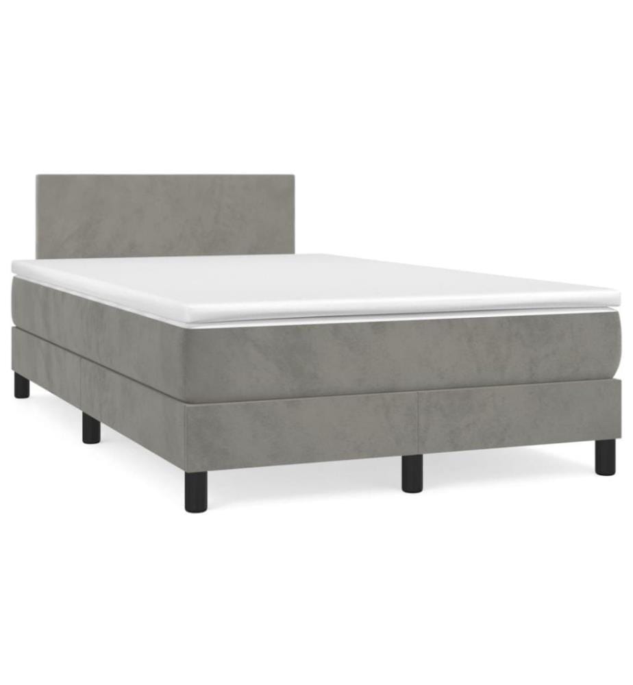 Boxspringbett mit Matratze Hellgrau 120x200 cm Samt