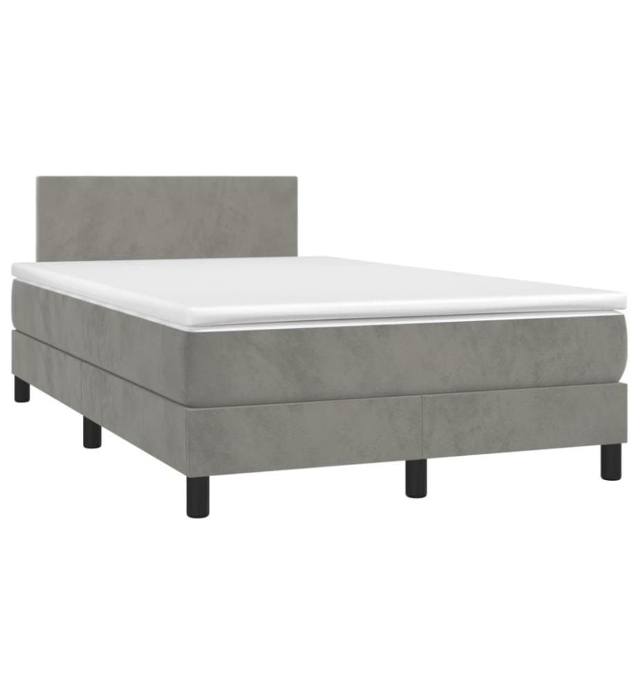 Boxspringbett mit Matratze Hellgrau 120x200 cm Samt