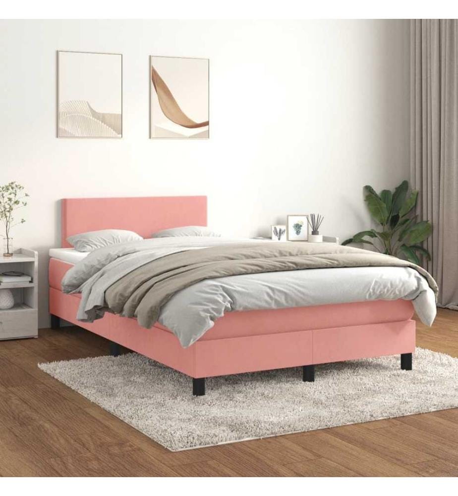 Sommier à lattes de lit avec matelas Rose 120x200 cm Velours