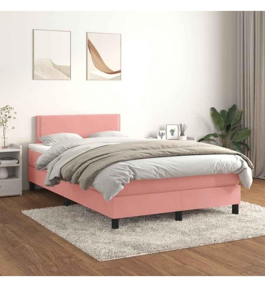 Lit à sommier tapissier avec matelas Rose 120x200 cm Velours