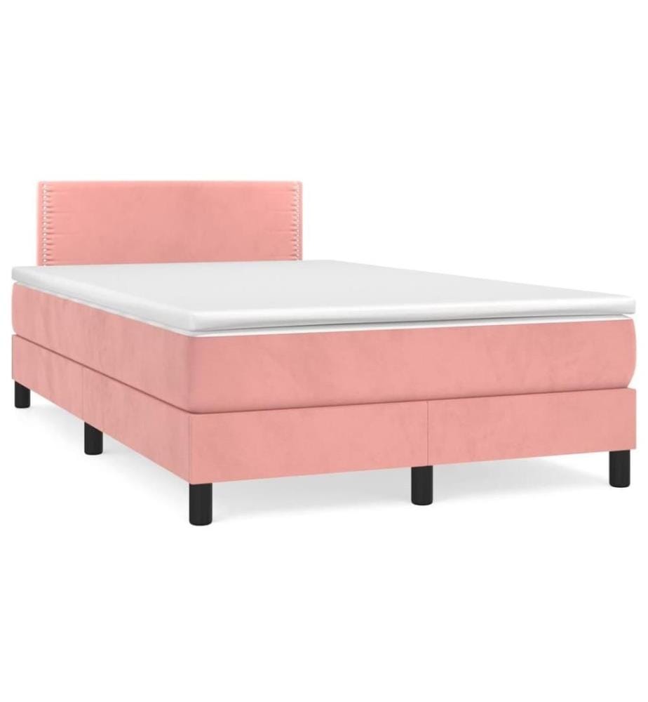 Lit à sommier tapissier avec matelas Rose 120x200 cm Velours
