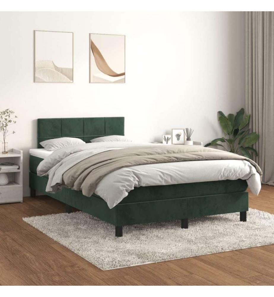 Boxspringbett mit Matratze Dunkelgrün 120x200 cm Samt