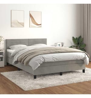 Lit à sommier tapissier et matelas Gris clair 140x200cm Velours