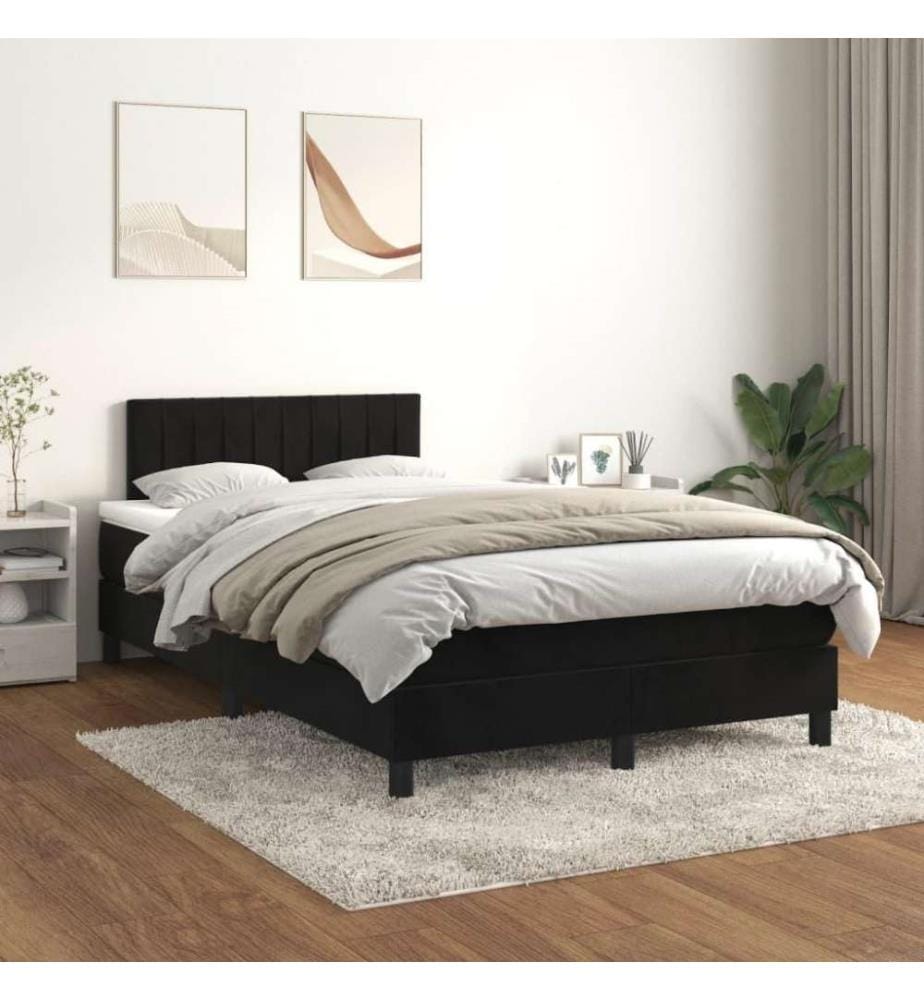 Lit à sommier tapissier avec matelas Noir 120x200 cm Velours